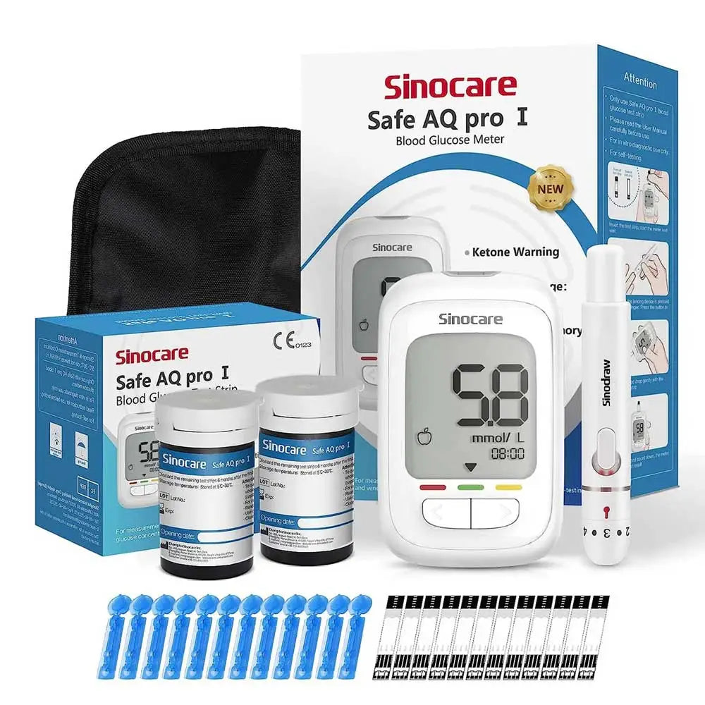 sinocare safe aq pro blood glucose meter kit with strips and lancets for accurate diabetes glucose monitoring