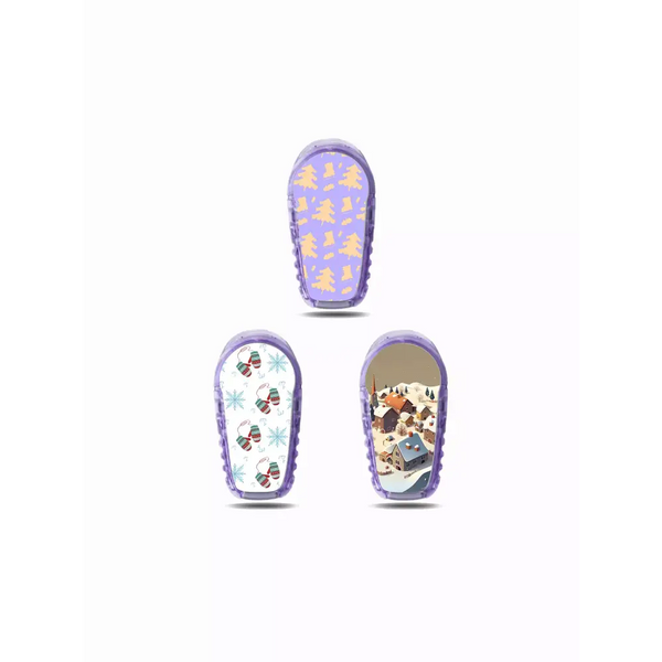 Winter-themed Dexcom G6 sensor stickers featuring festive designs, compatible with Dexcom ONE.