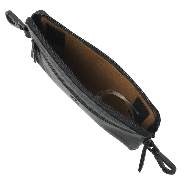 Leather Insulin Pump Waist Pack with zipper pocket and hooks.