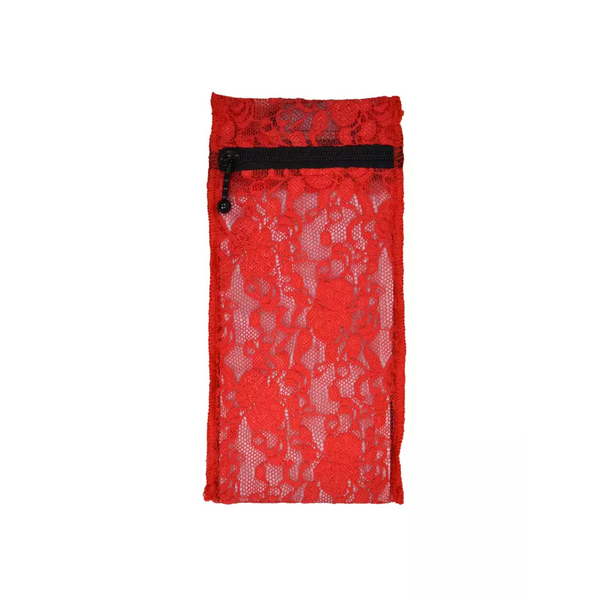 Insulin cooling wallet for 2 pens or vials in red lace design.