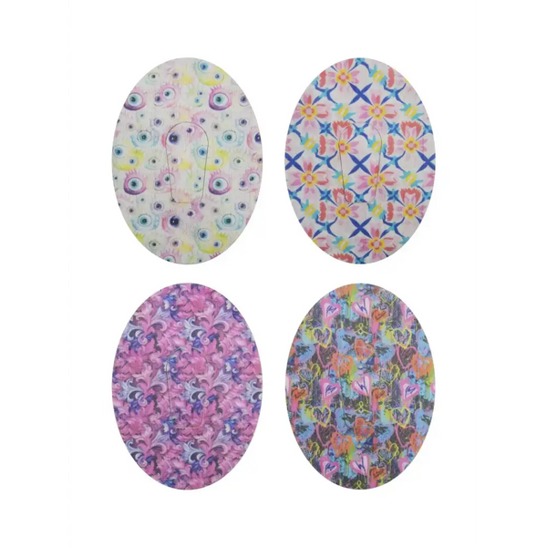 Dexcom G6 Sensor Patches in vibrant spring patterns, durable and comfortable for secure sensor adhesion.