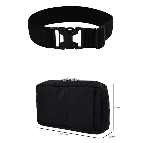 Horizontal infusion pump bag dimensions with adjustable belt and compact portable therapy pump design