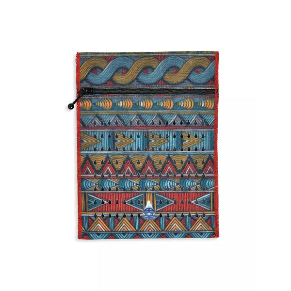 Colorful Dia-Cool insulin cooling wallet with tribal pattern, fits 4 pens or 8 vials, electricity-free.