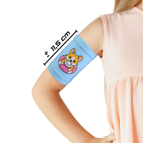 Manguito PICC line para niños con estampados tiernos. Tejido suave y elástico para cubrir el apósito con comodidad cada día.