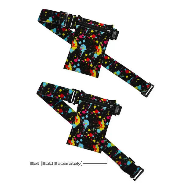 Colorful paint splatter fanny packs, perfect for insulin pump in a Dia-Body Pouch design