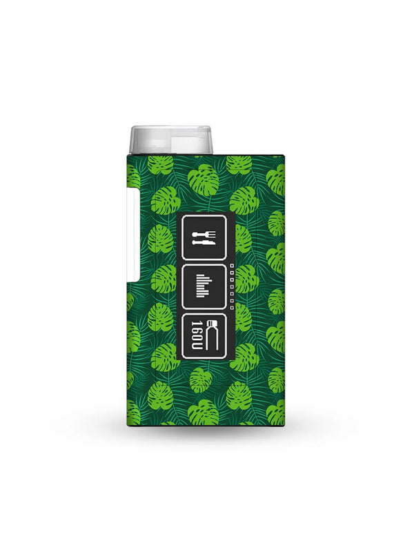 ypsopump mylife insulin pump sticker with green monstera leaves for natural and trendy diabetes device customization