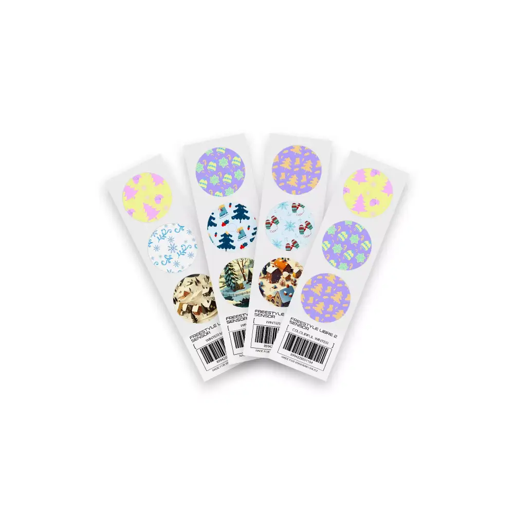 Freestyle Libre 2 Winter Edition stickers featuring elegant winter designs and durable materials.