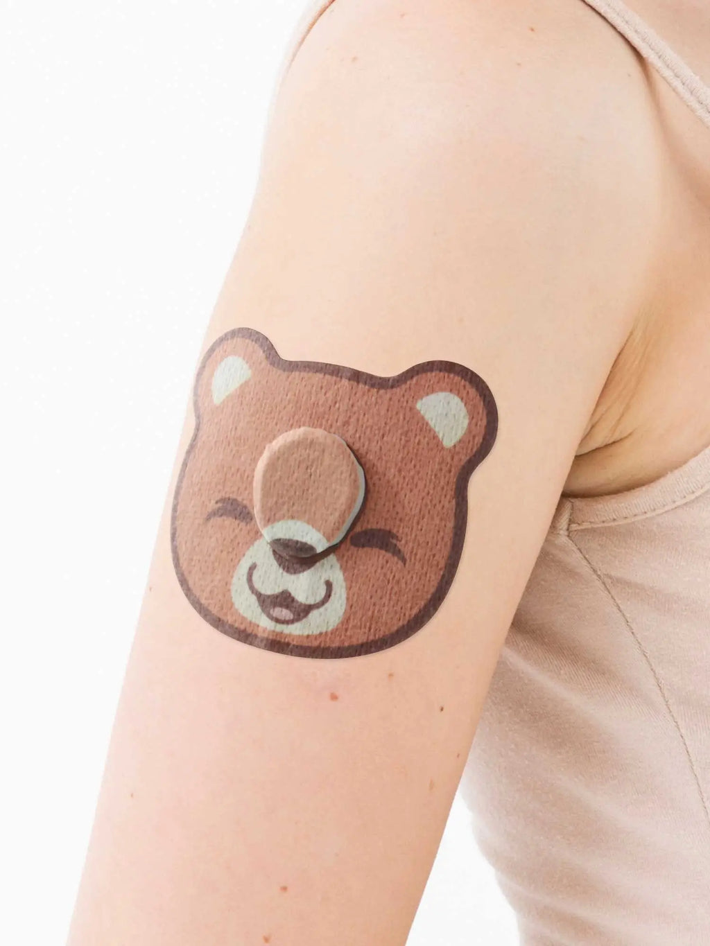 Parche adhesivo infantil para Dexcom G7, forma de oso, en el brazo