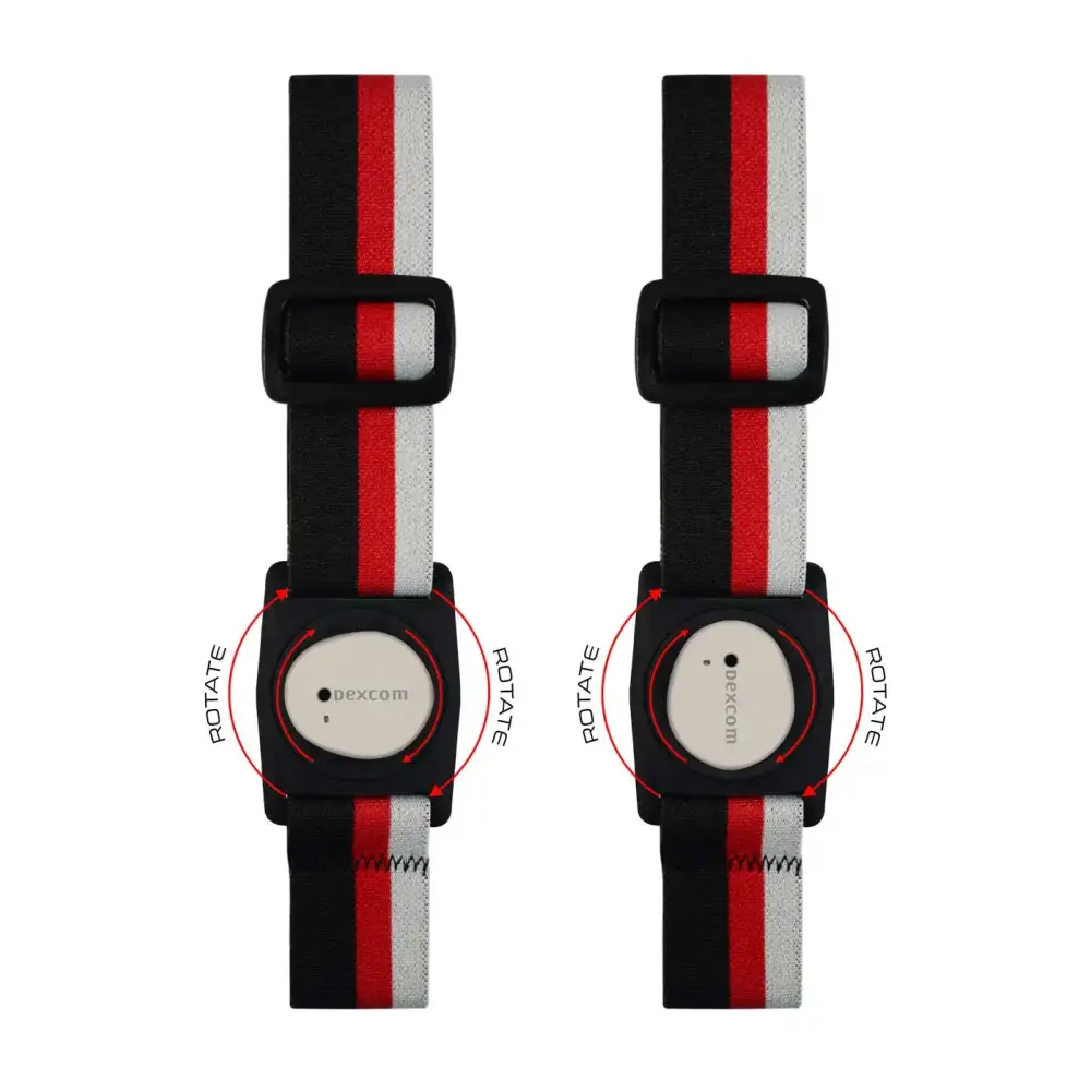 Dexcom G7 Armband with Rotating Clip in Summer Edition featuring striped designs
