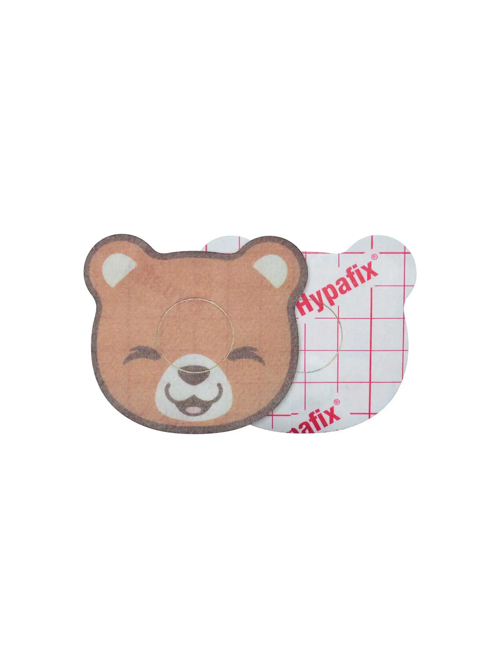 Parche adhesivo infantil para FreeStyle Libre 3, forma de oso, anverso y reverso con protector