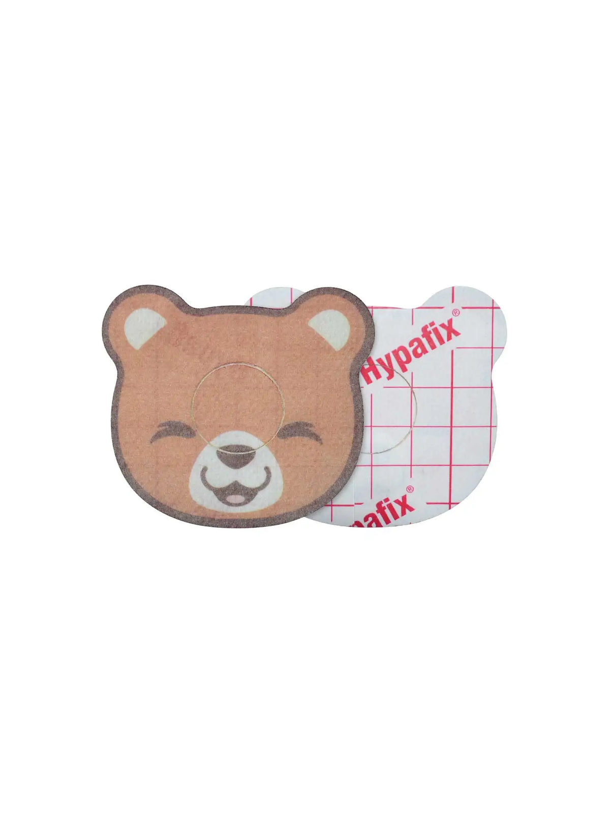 Parche adhesivo infantil para FreeStyle Libre 3, forma de oso, anverso y reverso con protector