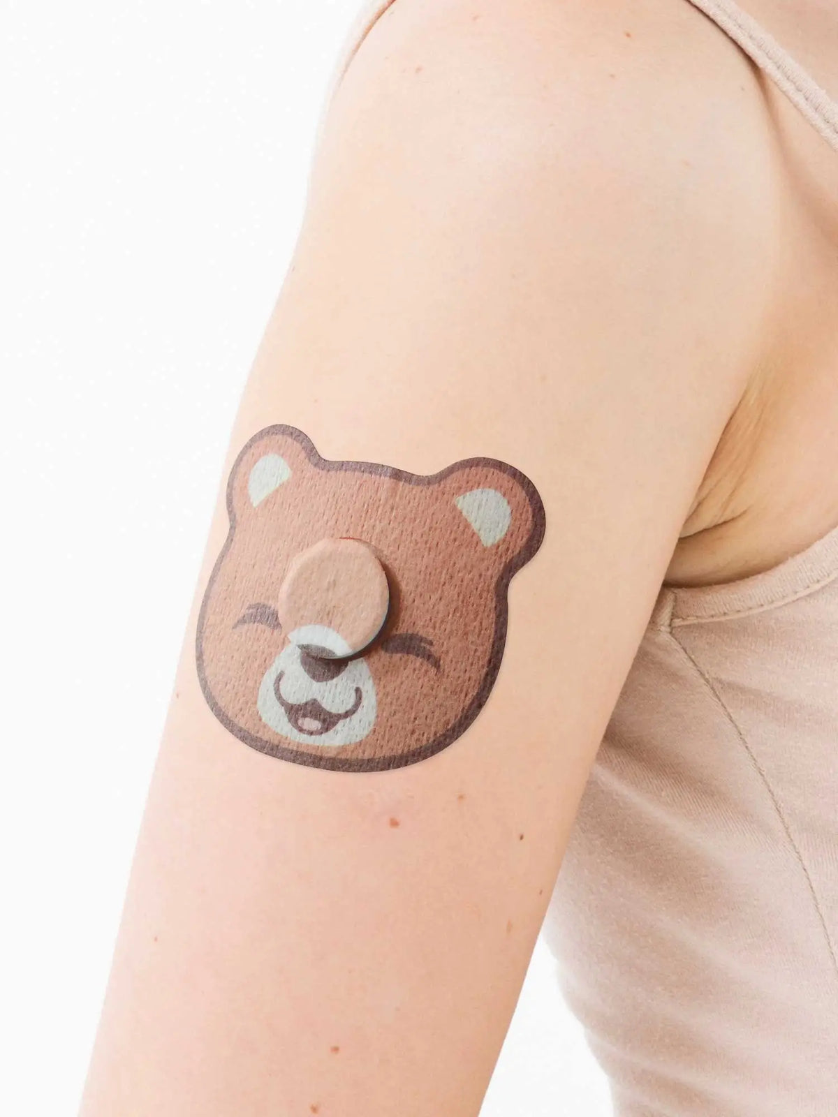 Parche adhesivo infantil para FreeStyle Libre 3, forma de oso, en el brazo