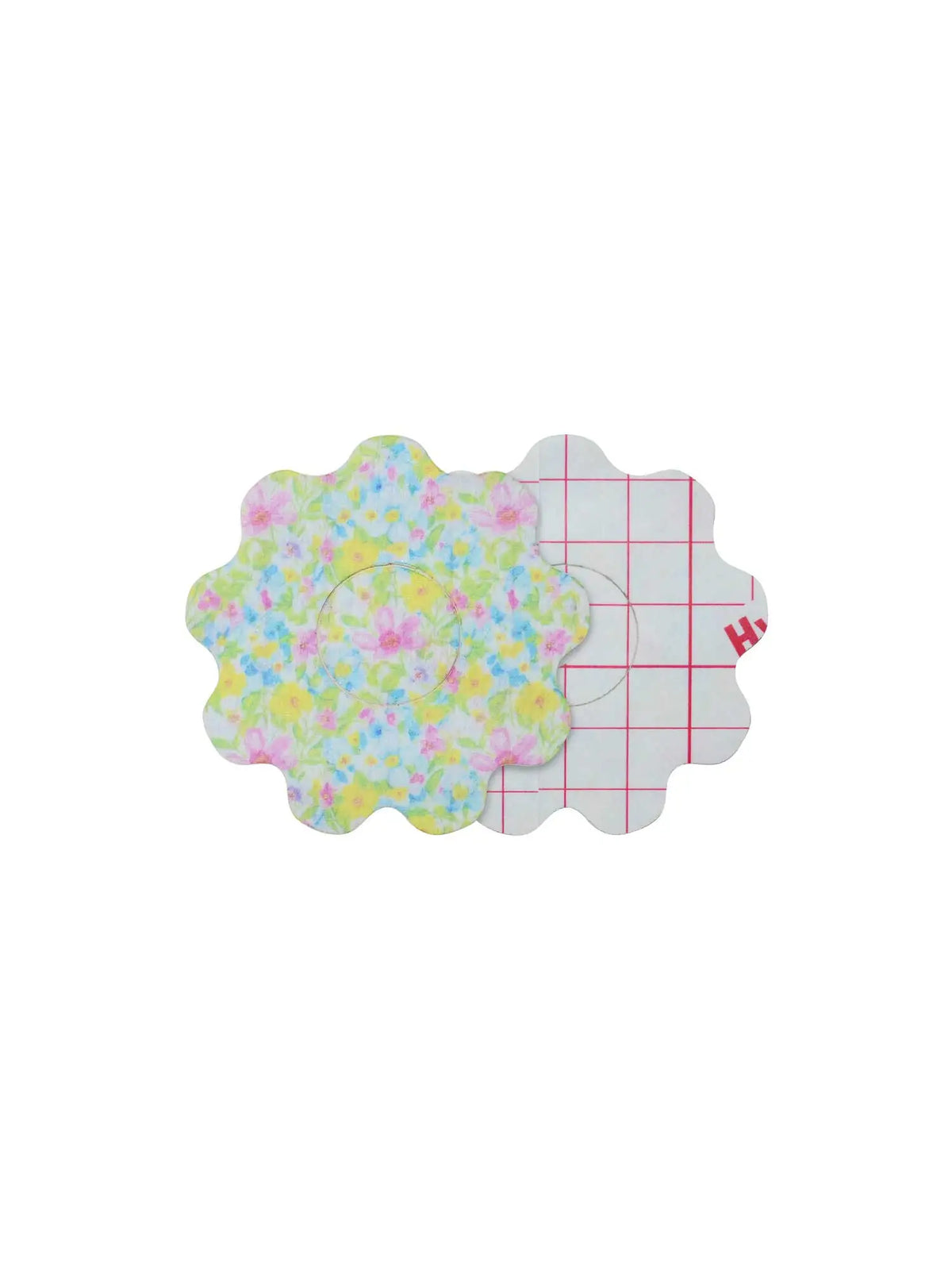 Parche adhesivo infantil para FreeStyle Libre 3, forma de flor, anverso y reverso con protector