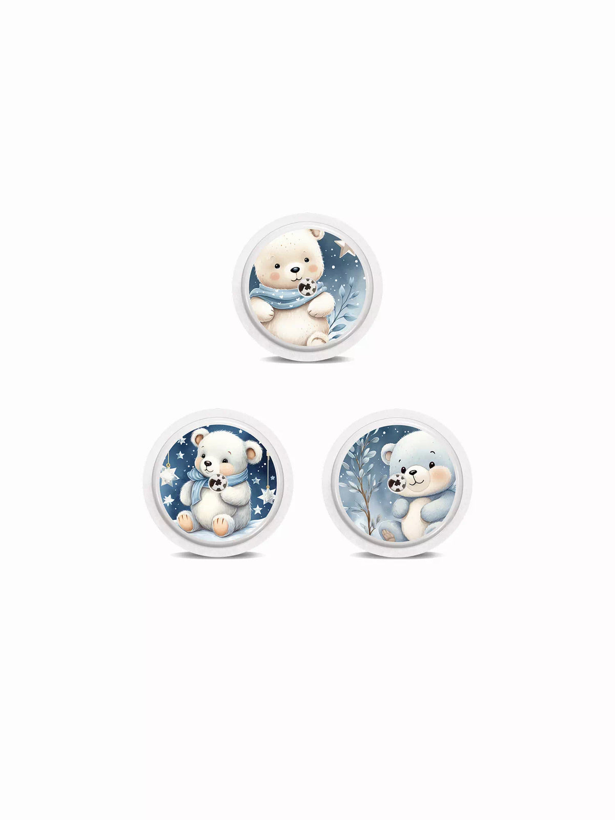 Freestyle Libre Christmas stickers with holiday-themed bear designs.