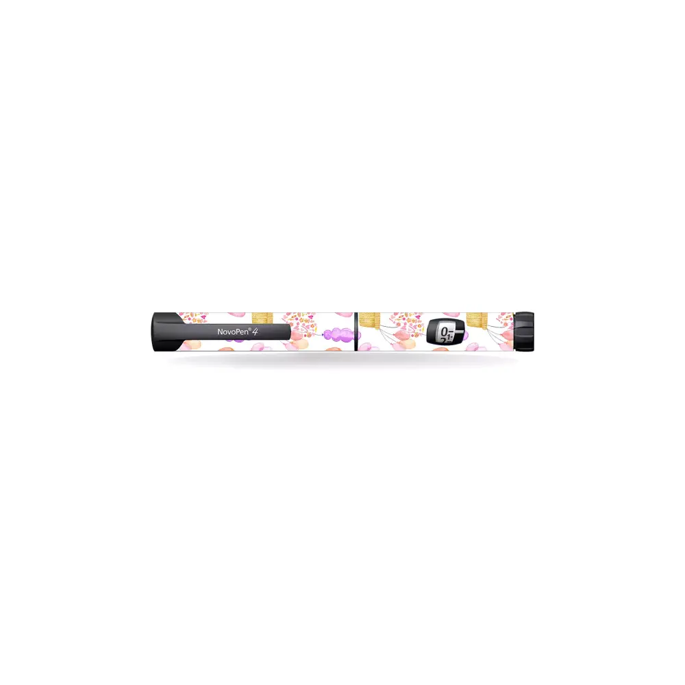 Novopen Echo insulin pen decorated with Valentine 2024 themed heart and love shape sticker