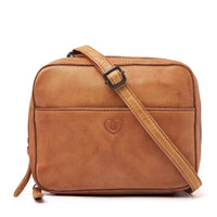 Camel Leather Diabetic Supplies Shoulder Bag - ALICE front view