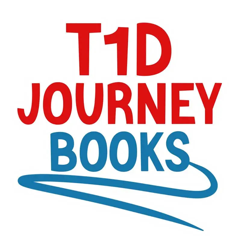 Red "T1D Journey Books" text with a blue swoosh underneath. Imagen
