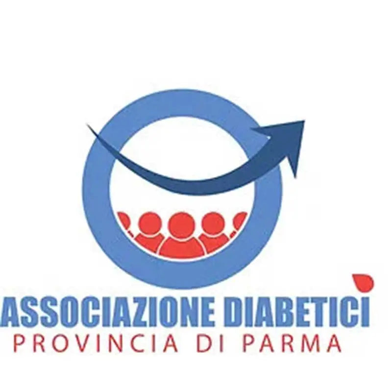 Logo dell'Associazione Diabetici Provincia di Parma con persone stilizzate e freccia blu. Imagen