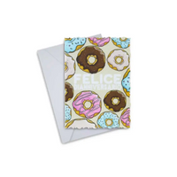 Diaversary Greeting Card with colorful donut design and envelope.