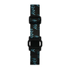 Buzud CGM Adjustable Armband - Dia-Style, black elastic band with blue pattern, designed for secure and comfortable CGM sensor placement.