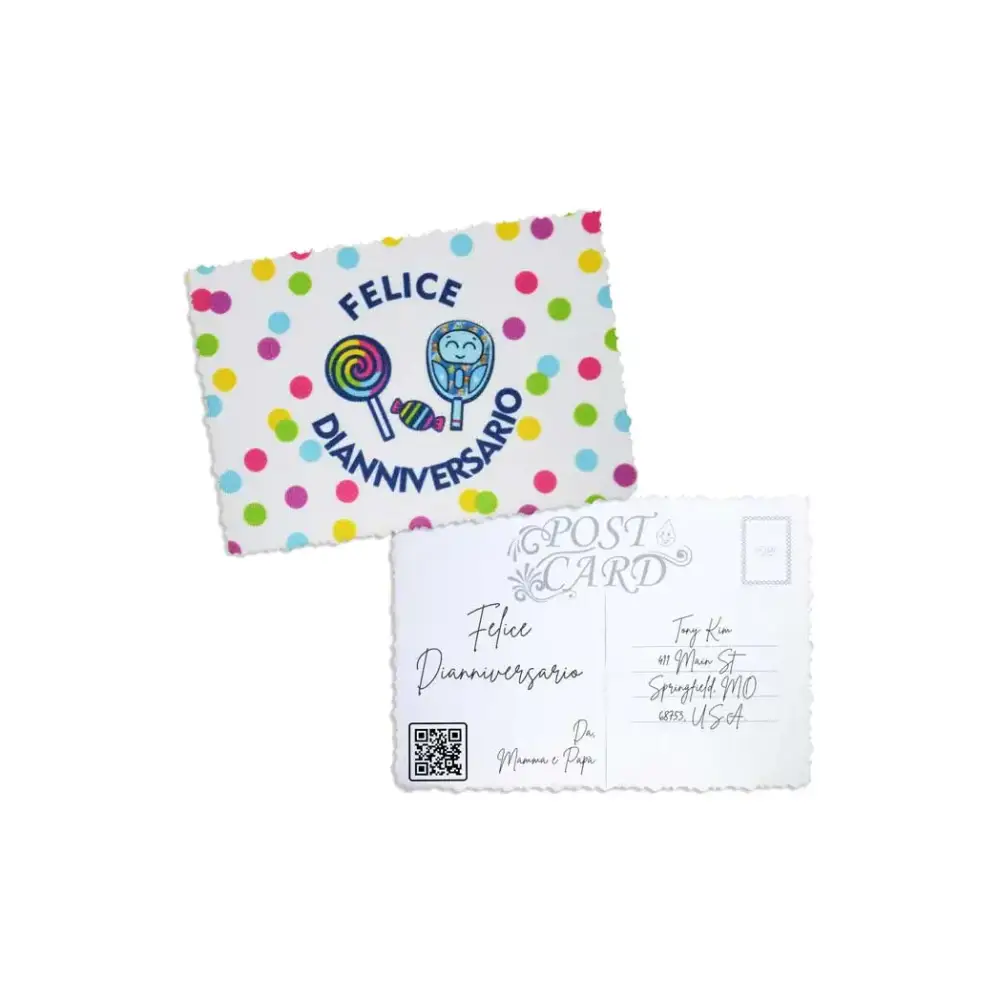 Empowering Diaversary Postcards with colorful design and personalized space.