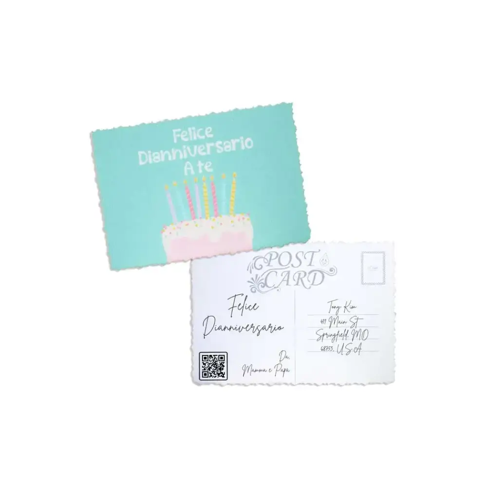 Empowering Diaversary Postcards with colorful cake design