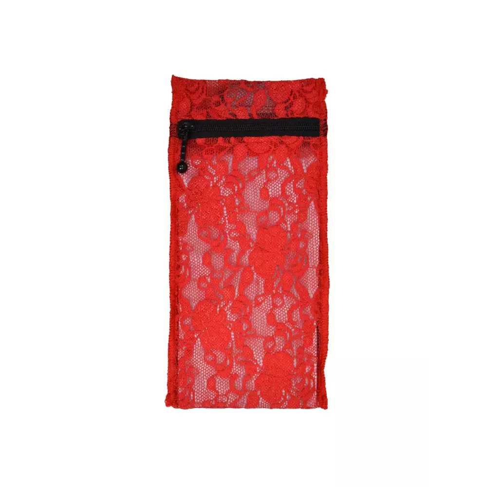 Insulin cooling wallet for 2 pens or vials in red lace design.