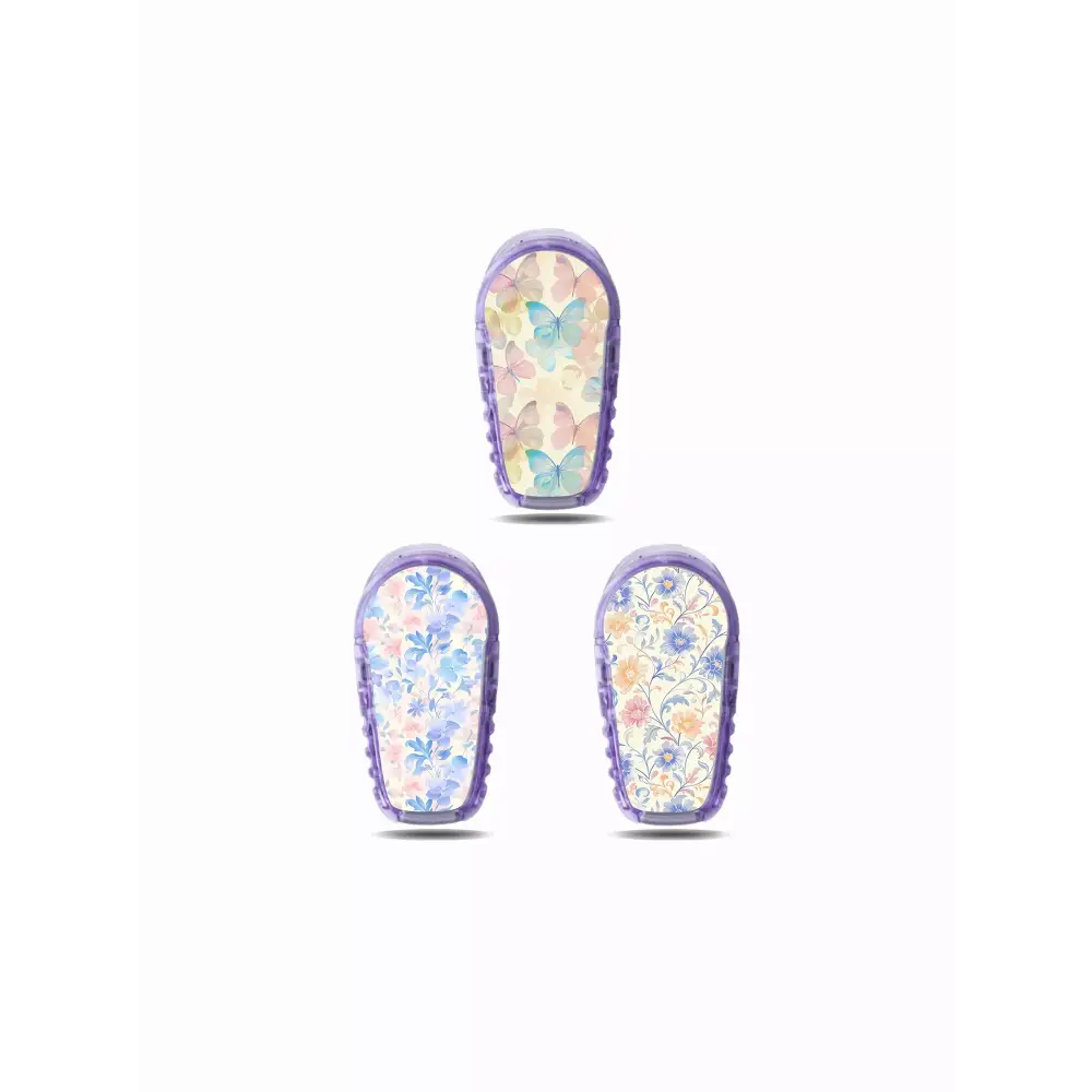 Spring Edition Dexcom G6 stickers featuring vibrant floral and pastel designs.