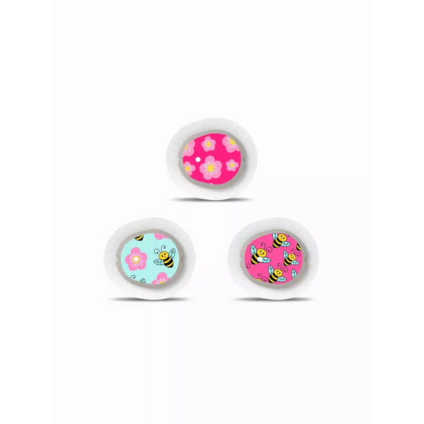 Dexcom G7 Sensor Stickers - Spring Edition 2024, colorful CGM decals with floral and bee designs.