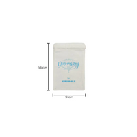 Kaio-Dia Diaversary Small Gift Bag with 'Happy Diaversary' design, 9 cm x 14 cm, eco-friendly cotton drawstring bag.