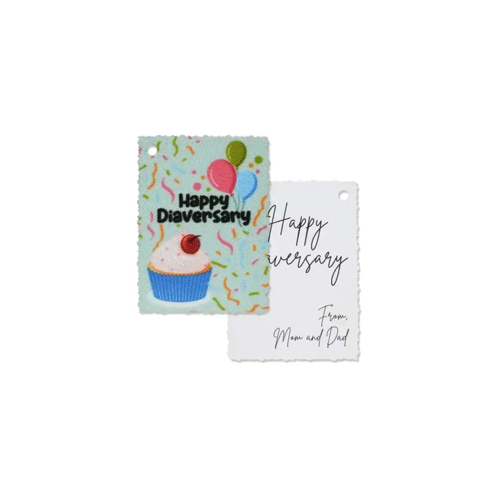 Diaversary Gift Tags featuring colorful cupcake design, ideal for celebrating diabetes anniversaries with strength and hope.