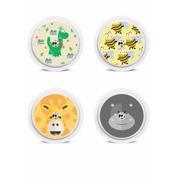 Freestyle Libre stickers with animal designs on vinyl for sensor decoration.
