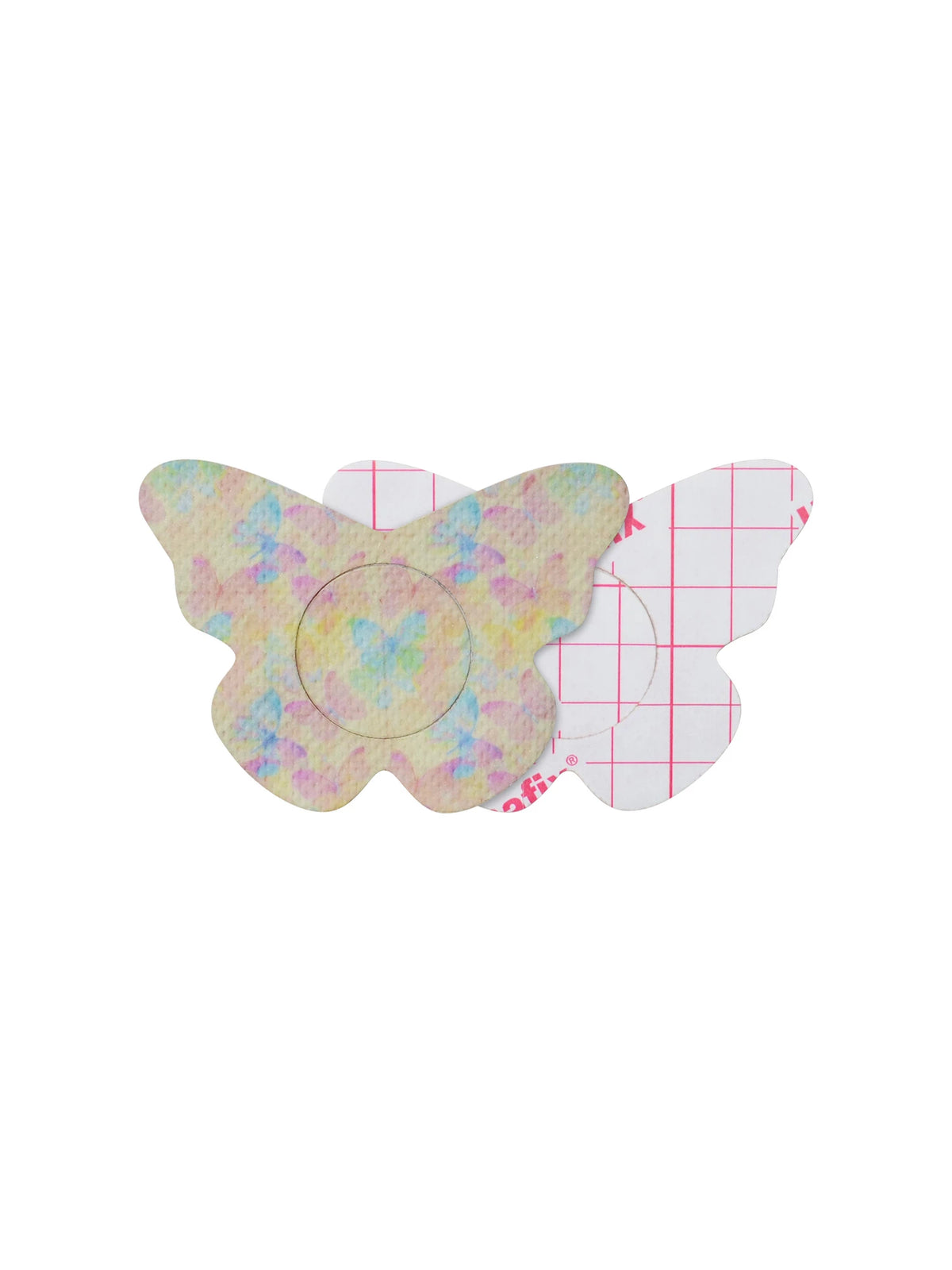 Parche adhesivo para FreeStyle Libre 2, forma de mariposa, anverso y reverso con protector