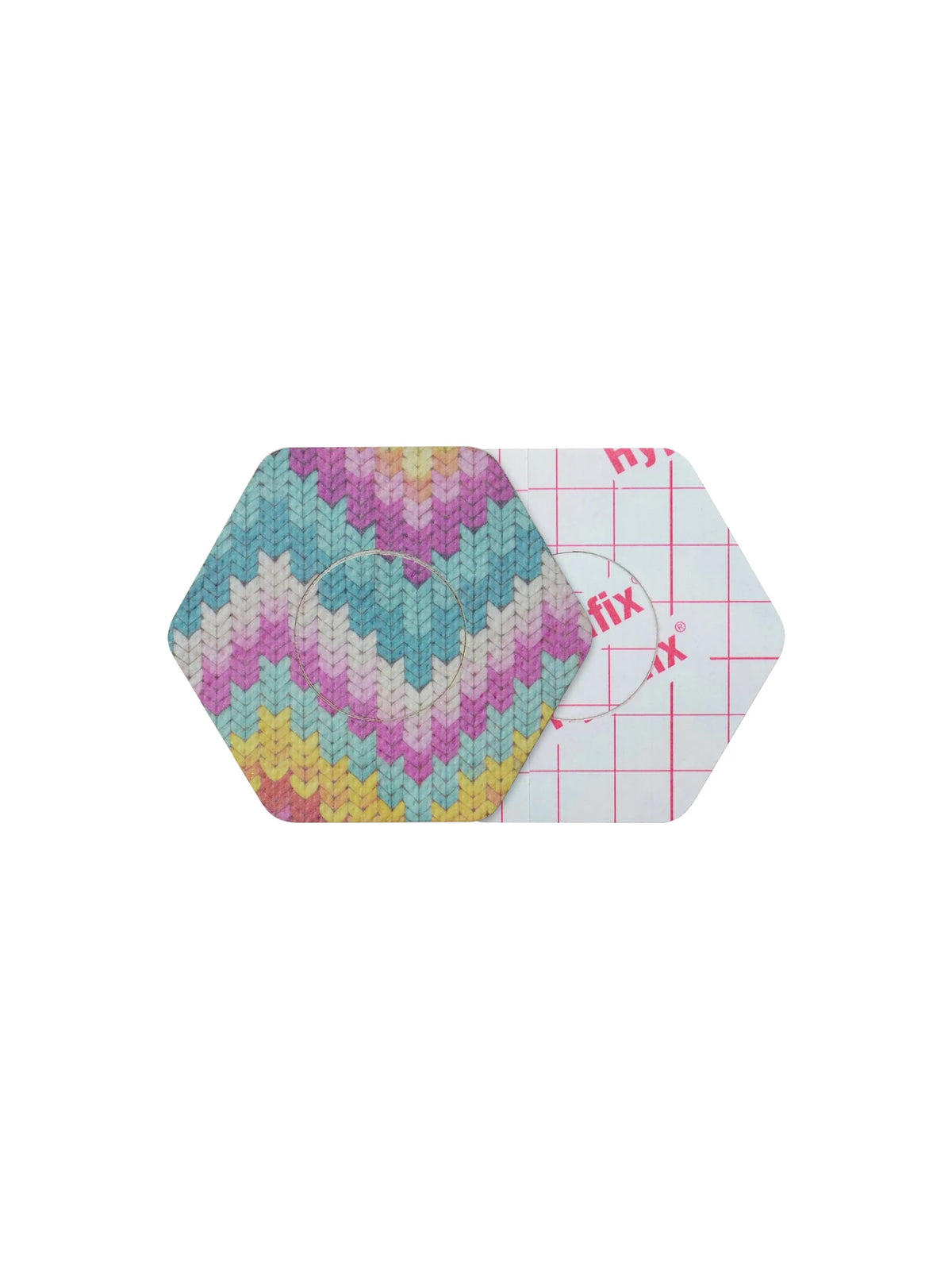 Parche adhesivo para FreeStyle Libre 2, forma de hexagonal, anverso y reverso con protector