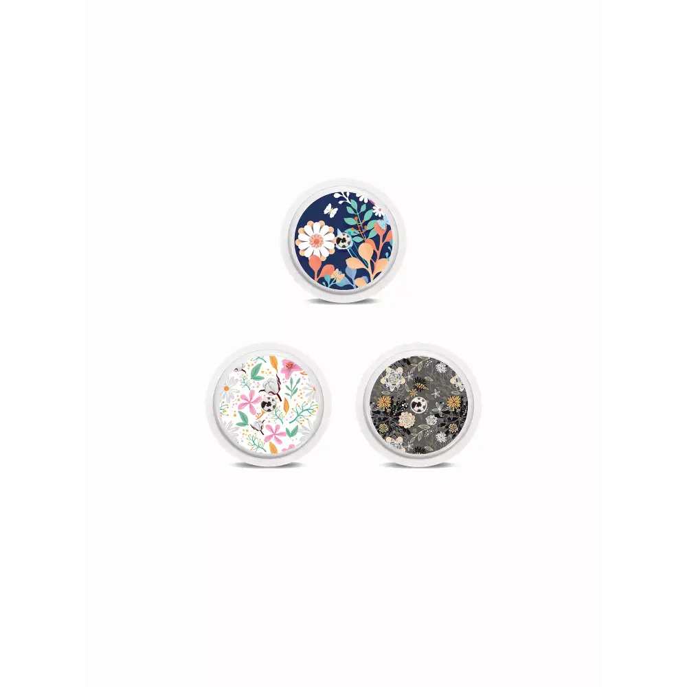 Freestyle Libre 2 Stickers in Fun Vibes Flowers design. Add floral patterns to your CGM sensor. 3 stickers per pack. Non-removable.