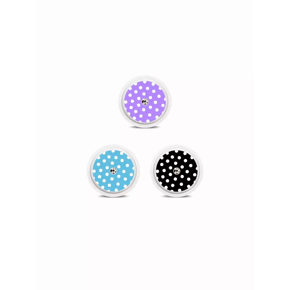 Freestyle Libre 2 Stickers in Fun Vibes Polka Dots design. Polka dot designs to customize your CGM sensor. 3 stickers per pack. Non-removable.
