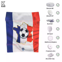 Glucose sensor armband for children with country flag design, compatible with Dexcom, Guardian, Omnipod, Freestyle Libre, and GlucoMen Day.