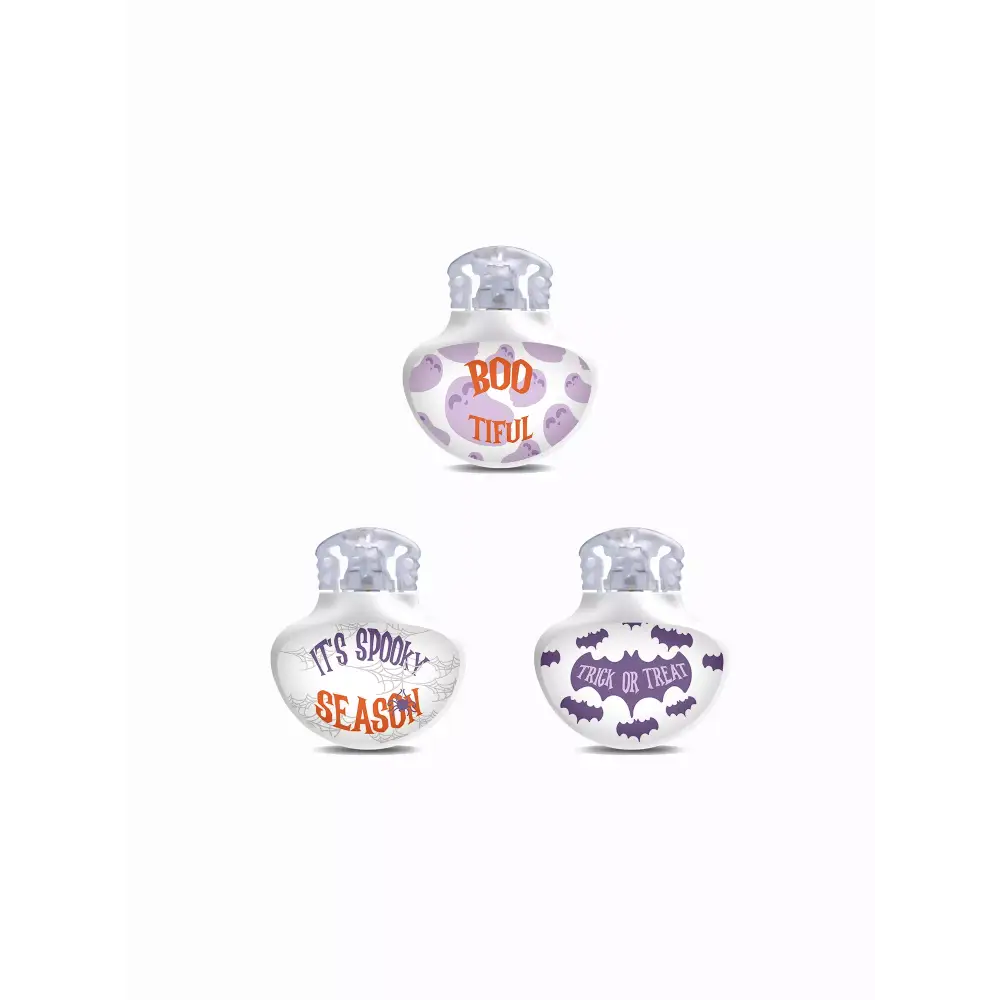 Guardian Enlite Halloween Stickers - Set of 3 with designs featuring 'Boo-tiful,' 'It's Spooky Season,' and 'Trick or Treat' in purple and orange accents.