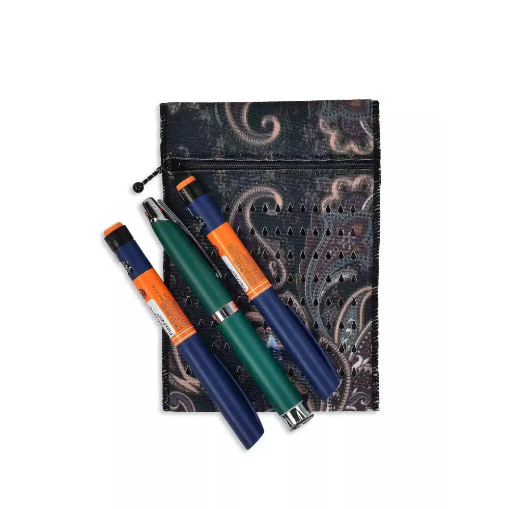 Insulin cooling wallet with pens, Dia-Cool for diabetes travel.