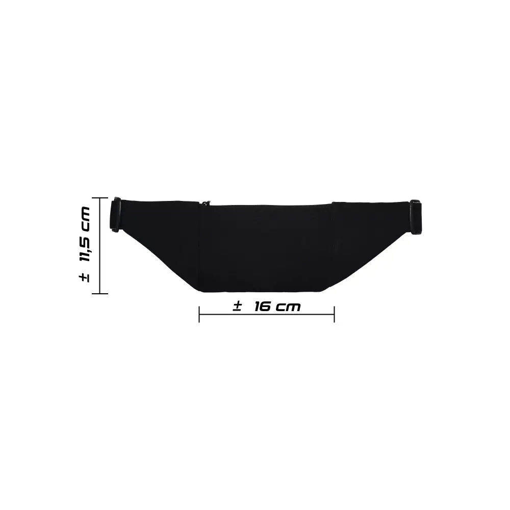 Insulin pump belt with two pockets, Dia-Twin Pocket Belt B, showing dimensions in black.