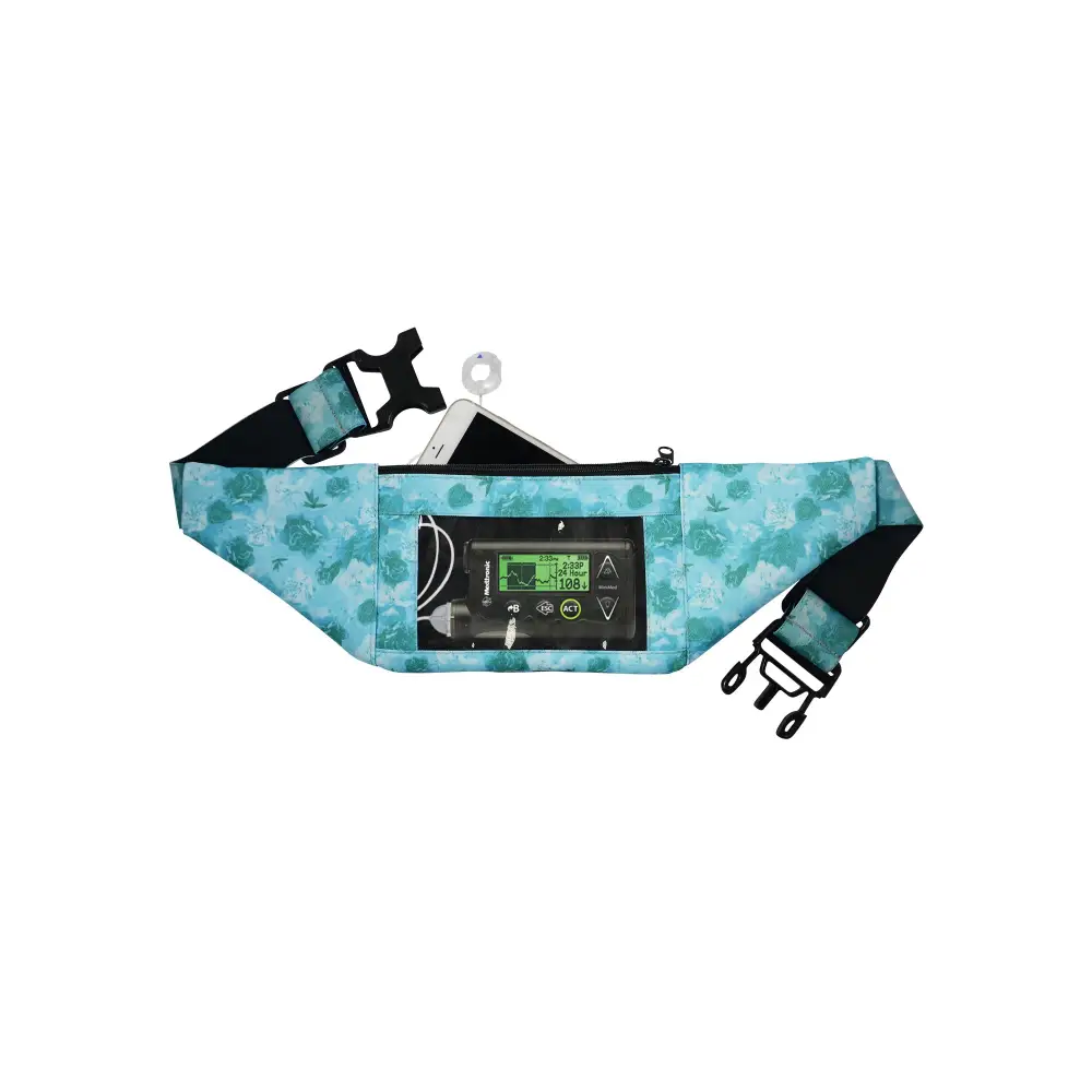 Adjustable double pocket insulin pump belt for children with type 1 diabetes.