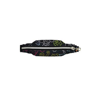 Wide insulin pump belly pouch with vibrant eco-friendly prints and durable zipper closure.