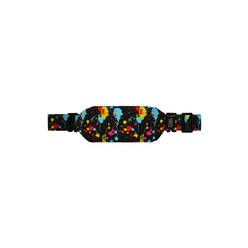 Colorful paint splatter fanny pack for insulin pumps, Dia-Body Pouch Basic on black background