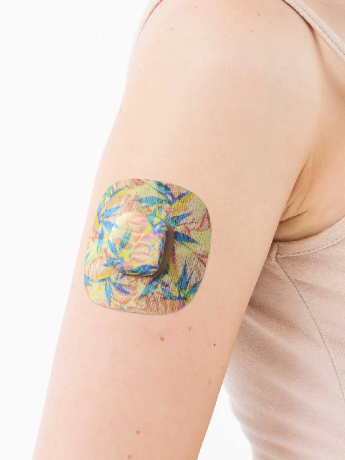 Parche adhesivo para Simplera Sync, diseño Tequila Sunrise, en el brazo