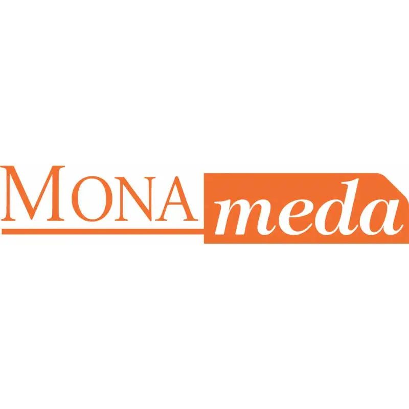MONAmeda logo: "MONA" in orange serif font, "meda" in orange sans-serif on an orange rounded rectangle. Imagen