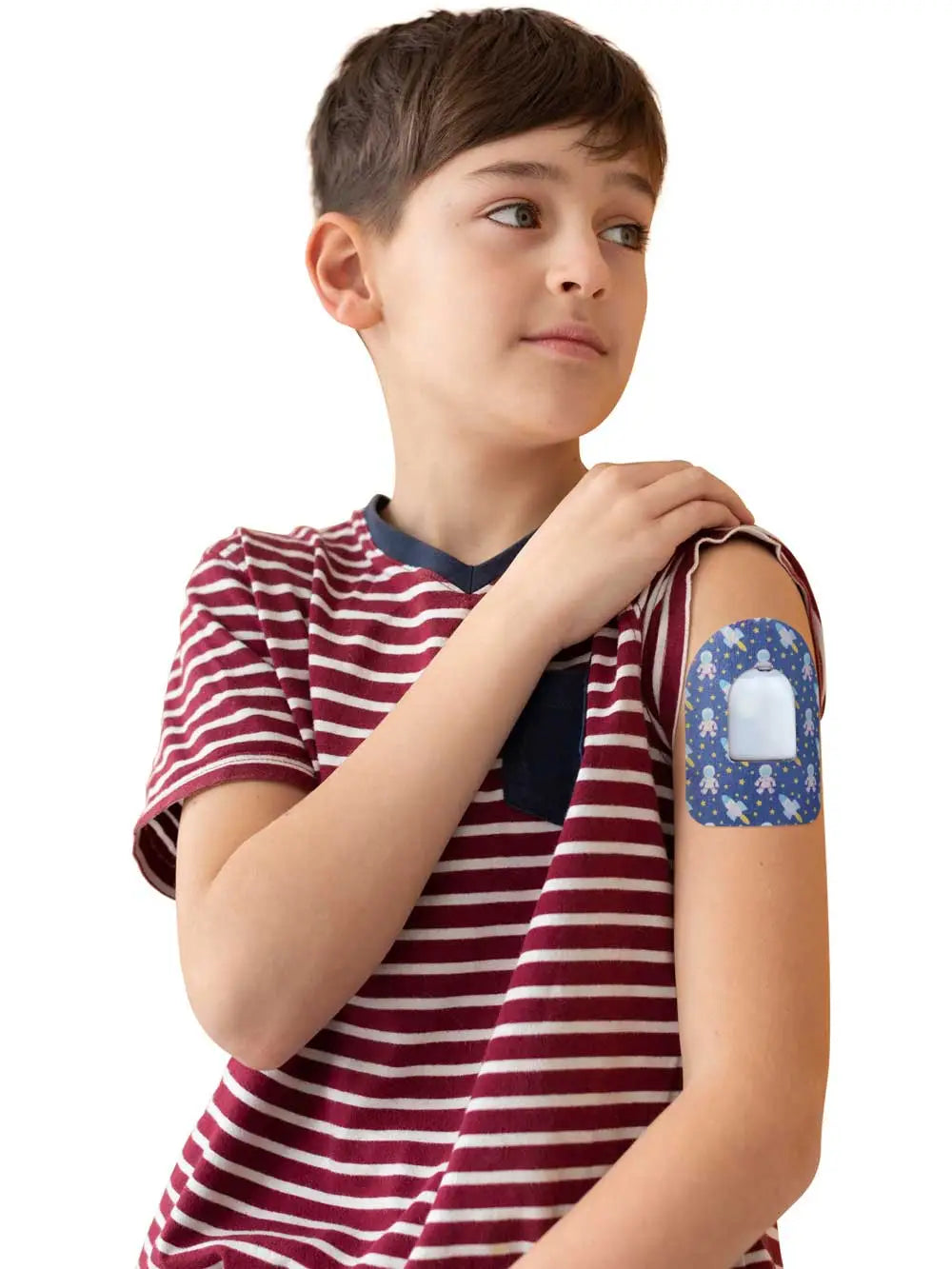 Parche adhesivo para pod Omnipod, diseño Astronaut, llevado por un niño