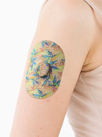 Parche adhesivo para Dexcom G7, diseño Tequila Sunrise, en el brazo