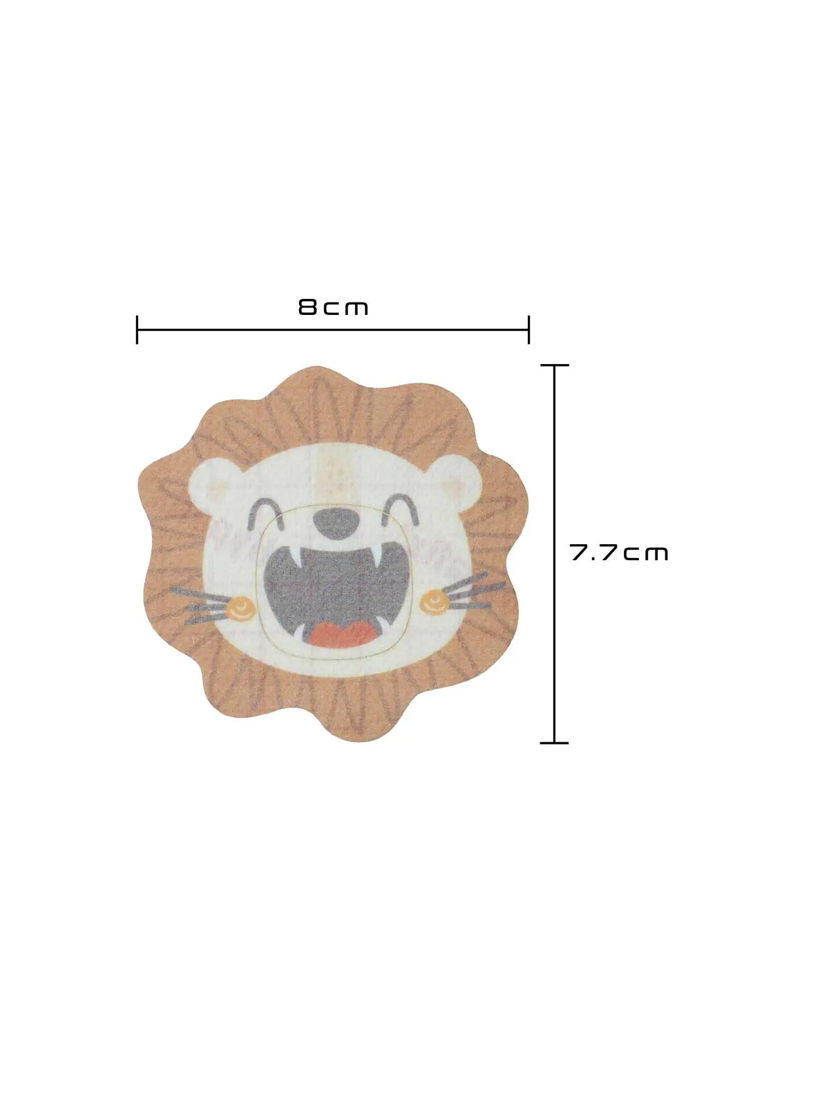 Parche adhesivo infantil para Simplera Sync, forma de león, medidas 8,0 x 7,7 cm