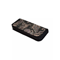 Stylish insulin travel case with paisley design, compact and lightweight, for insulin pens and USB glucose meters.