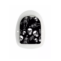 Omnipod Stickers - Skeletons and skulls design on a black background.
